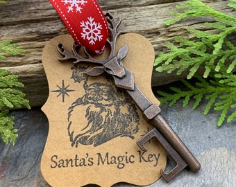 Llave mágica de Papá Noel, adorno para árbol de Navidad, llave de reno, abrebotellas, llave de iglesia, regalo para calcetines navideños, regalos por menos de 20 dólares, adornos para hombres