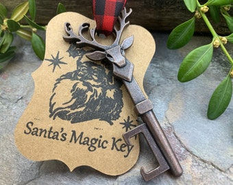 Llave mágica de Papá Noel, adorno para árbol de Navidad, llave de reno, abridor de botellas, cuadros de búfalo, relleno de medias, regalos para menores de 20 años, adornos para hombres