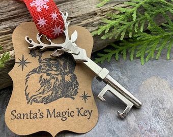 Llave mágica de Papá Noel, adorno para árbol de Navidad, llave de reno plateada, abridor de botellas, llave de la iglesia, relleno de medias, regalos para menores de 20 años, regalos para hombres
