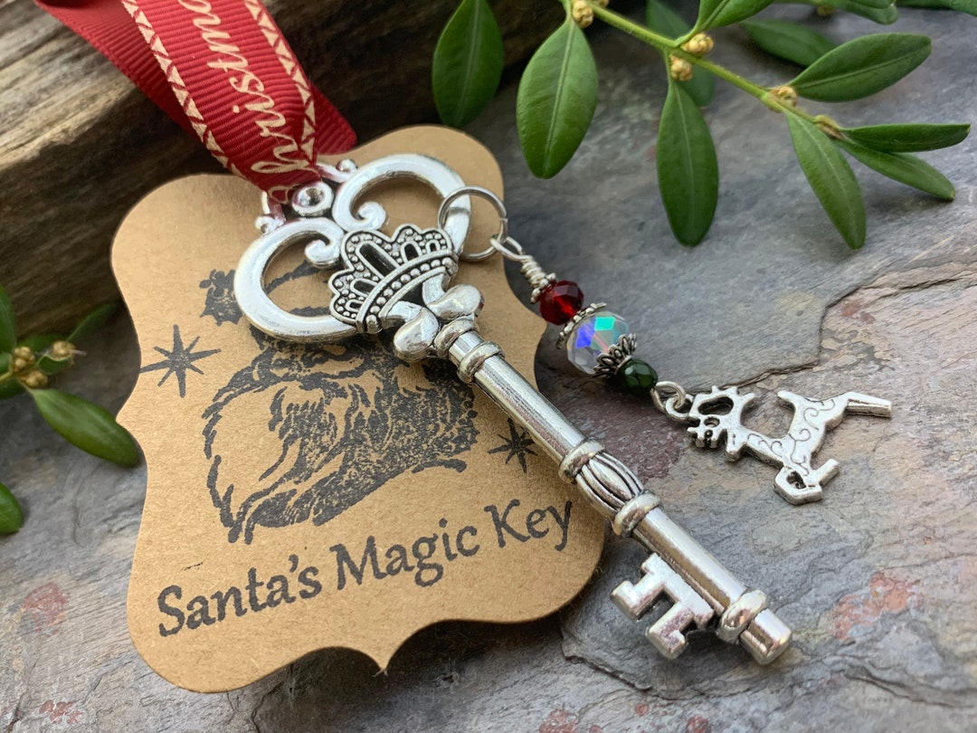 Santa Key Rings Santa’s Magic Key, Christmas Tree Ornament, Skeleton Key, Reindeer ...
