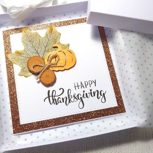 Tarjeta de Acción de Gracias hecha a mano, tarjeta de Acción de Gracias en caja, tarjeta de agradecimiento, tarjeta de calabaza de otoño, tarjeta de calabaza de madera, tarjeta de otoño, tarjeta de calabaza