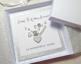 Handmade Tin Boxed Anniversary Card, 10th Anniversary Card, Tin Wedding Anniversary, Gift for 10 Years Together, Luxury Tin Anniversary Card