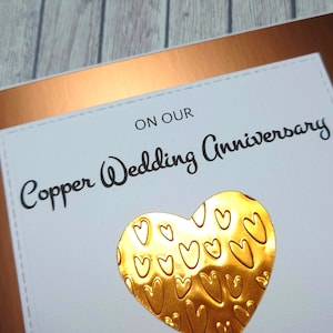 Handmade Copper Anniversary Card, 7th Anniversary Card, Copper Wedding Anniversary, Gift for 7 Years Together, Celebration of Anniversary on "OUR"