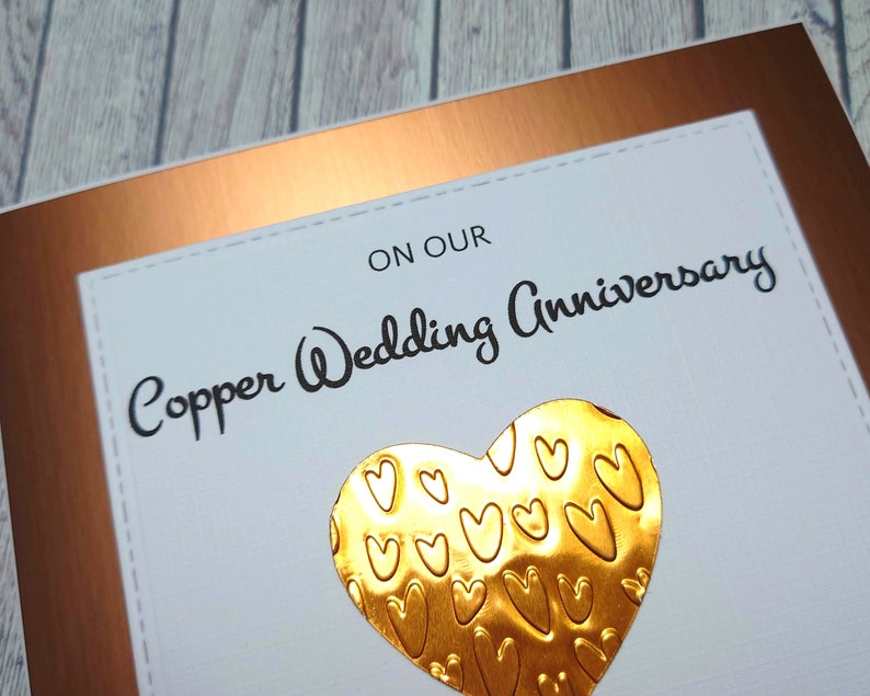 Handmade Copper Anniversary Card, 7th Anniversary Card, Copper Wedding Anniversary, Gift for 7 Years Together, Celebration of Anniversary on "OUR"