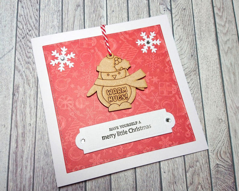 Handmade Christmas Card with Pocket Hug Christmas Card with Tree Decoration Christmas Wishes Card Good Vibes Card Christmas Pocket Hug