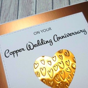 Handmade Copper Anniversary Card, 7th Anniversary Card, Copper Wedding Anniversary, Gift for 7 Years Together, Celebration of Anniversary on "YOUR"