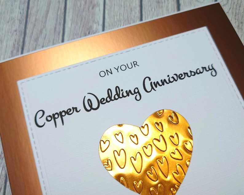 Handmade Copper Anniversary Card, 7th Anniversary Card, Copper Wedding Anniversary, Gift for 7 Years Together, Celebration of Anniversary on "YOUR"