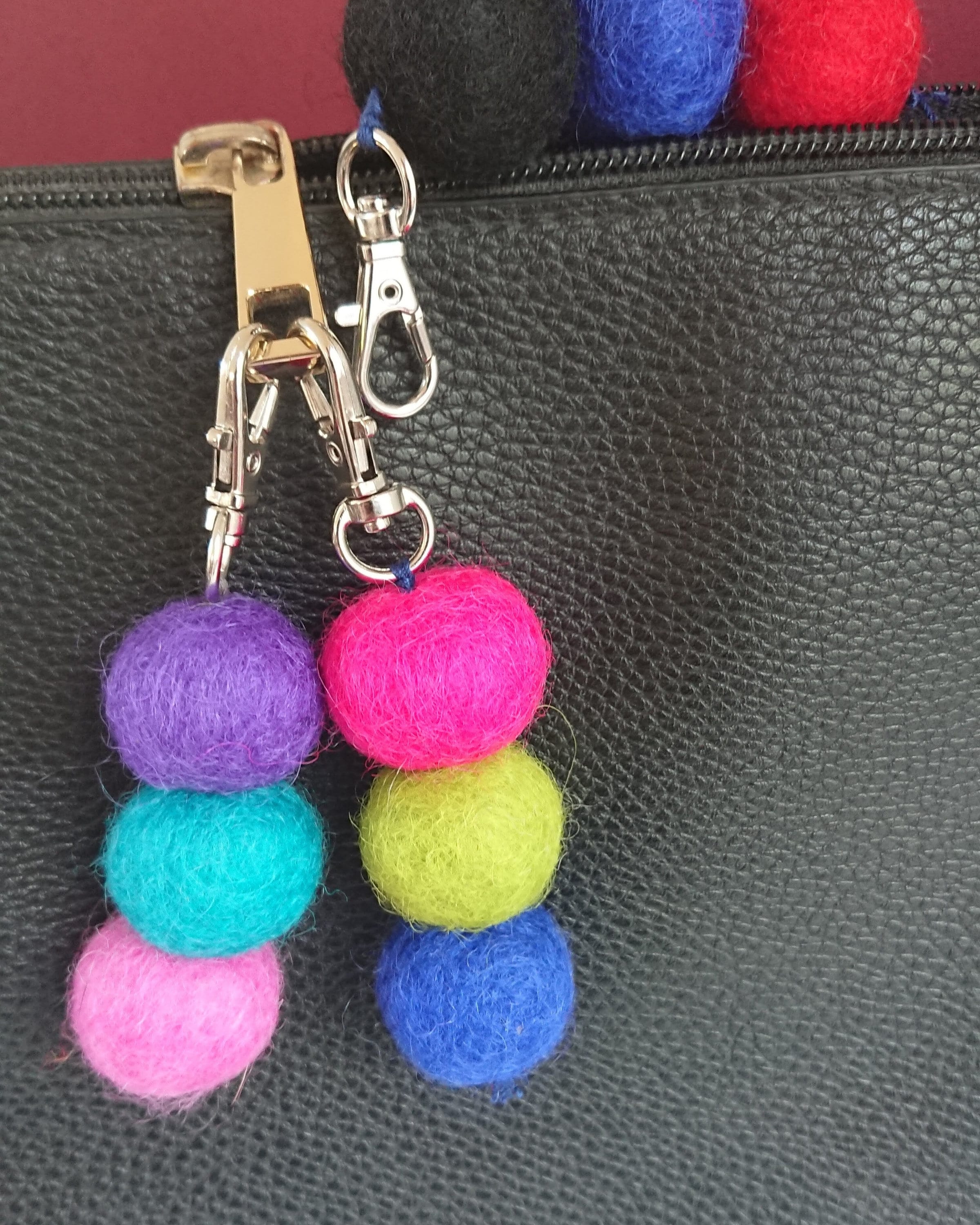 Handmade pom pom Keychain Felt pom pom Keyring Felt Ball Etsy