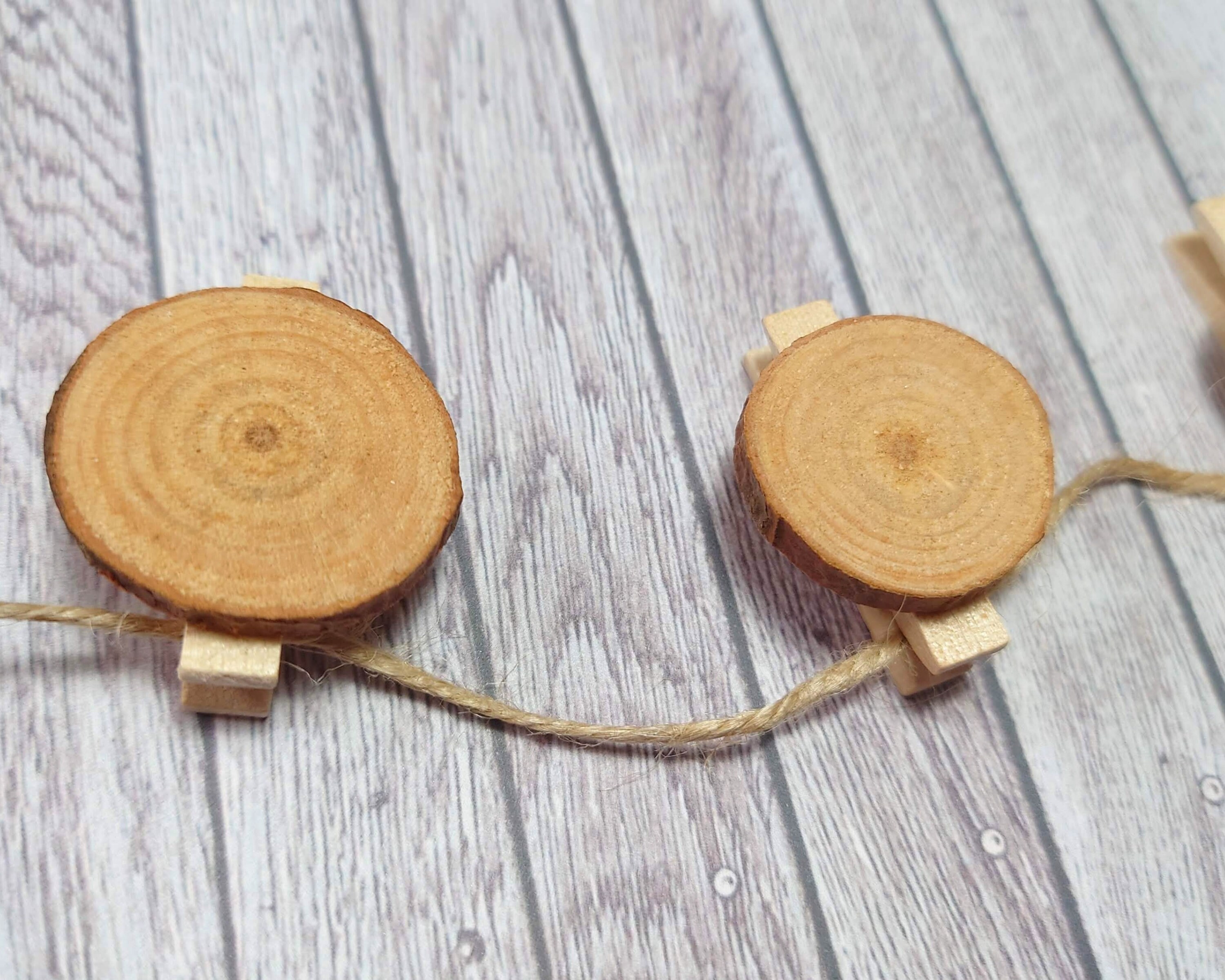 Peg Bunting With Wooden Slices Card Hanging Kit Wooden Photo Etsy UK