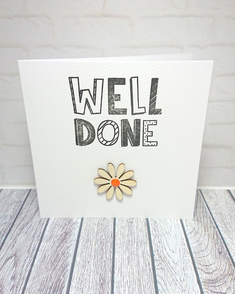 Handmade Well Done Card Congratulations Card Wooden Heart | Etsy