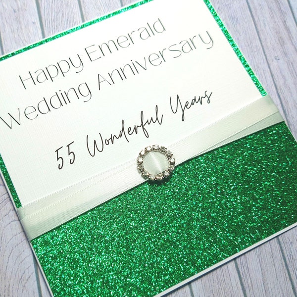 Handmade Personalised Emerald Anniversary Card, 55th Anniversary Card, Emerald Anniversary, Gift for 55 Years Together, Personalised Card