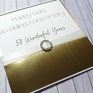 Carte d'anniversaire en or personnalisée faite main, carte du 50e anniversaire, anniversaire d'or, cadeau pour les 50 ans ensemble, carte personnalisée