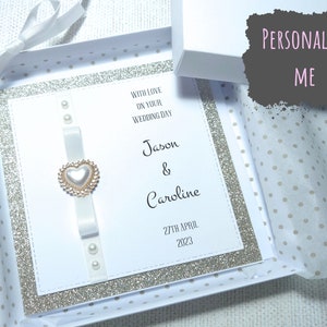 Carte de mariage personnalisée faite main dans un coffret, Carte de mariage personnalisée, Anniversaire de mariage, Carte de mariage de luxe, Carte de jeunes mariés