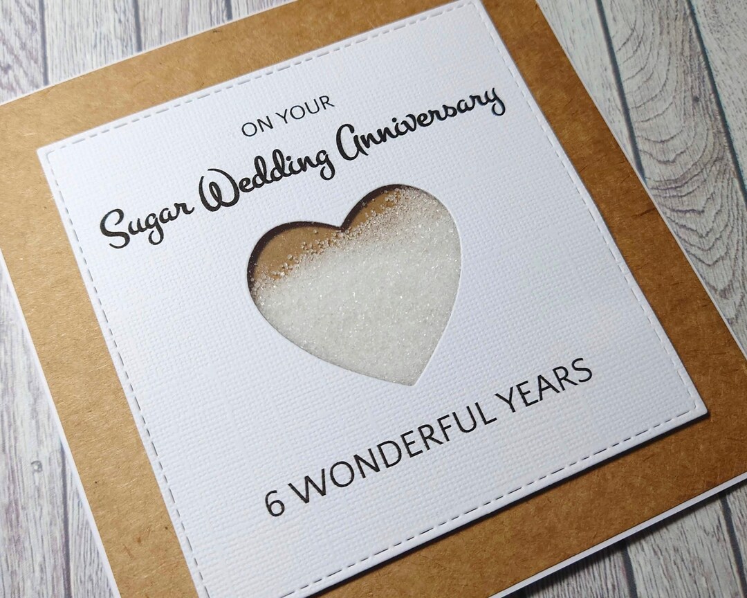 Handmade Sugar Anniversary Card, 6th Anniversary Card, Sugar Wedding