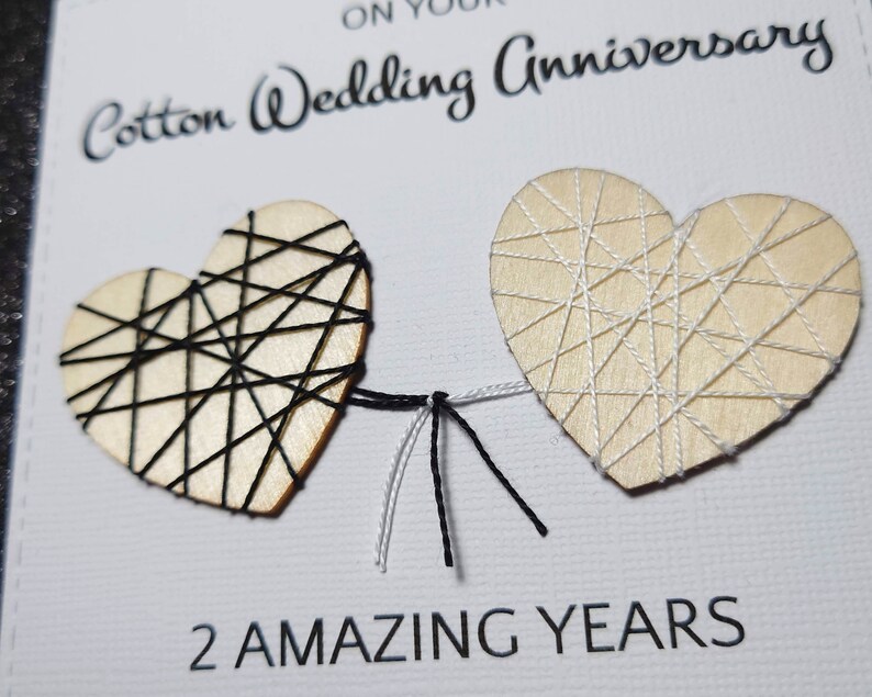 Handmade Cotton Anniversary Card 2nd Anniversary Card Cotton Etsy