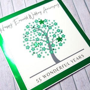 Handmade Emerald Anniversary Card, 55th Anniversary Card, Emerald Anniversary, Gift for 55 Years Together, Tree of Life Anniversary Card