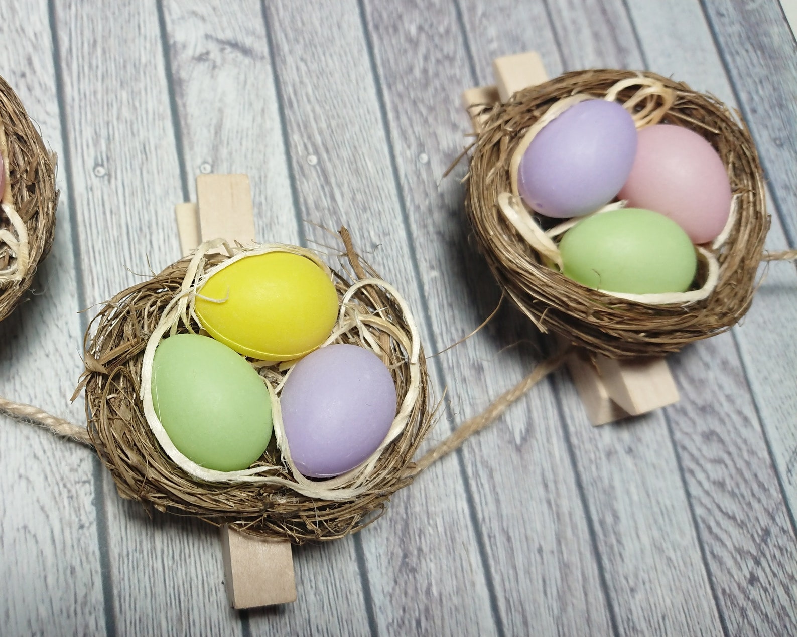 Peg Bunting With Nest and Eggs Card Hanging Kit Easter Peg Etsy