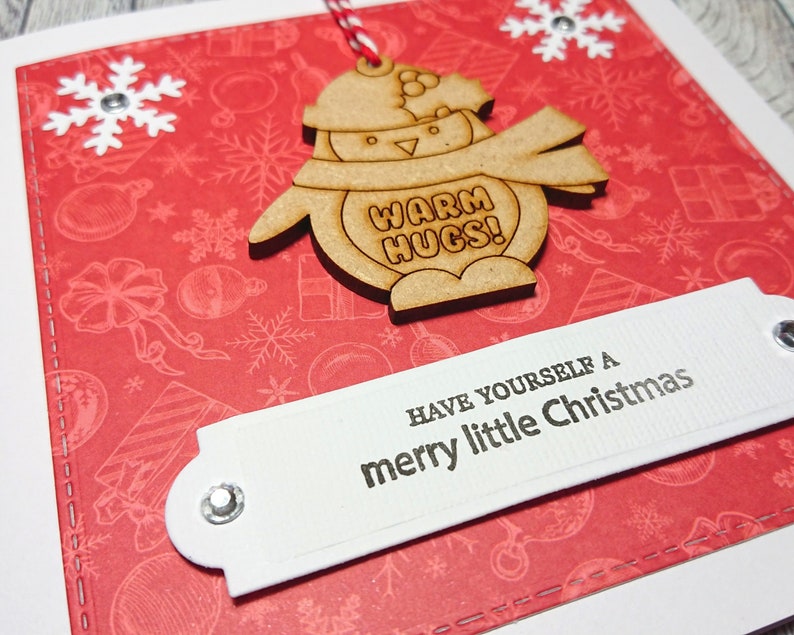 Handmade Christmas Card with Pocket Hug Christmas Card with Tree Decoration Christmas Wishes Card Good Vibes Card Christmas Pocket Hug