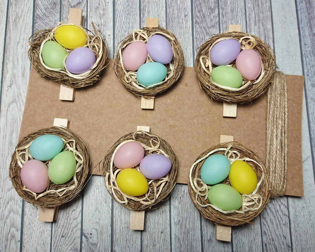 Peg Bunting With Nest and Eggs Card Hanging Kit Easter Peg Etsy
