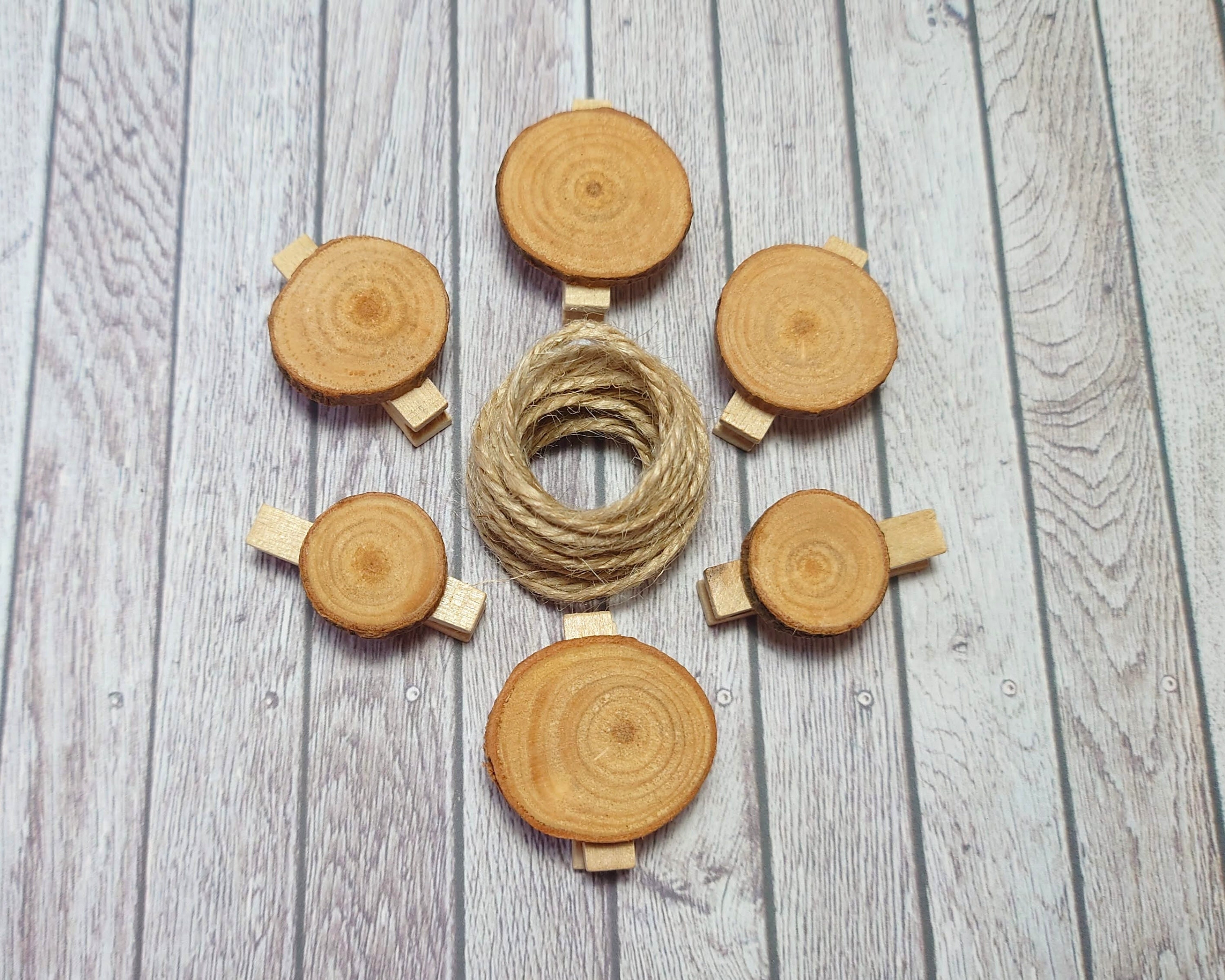 Peg Bunting with Wooden Slices Card Hanging Kit Wooden Photo Etsy