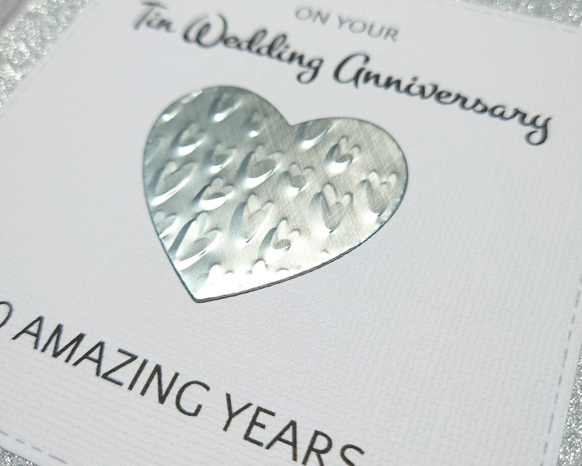 Handmade Tin Anniversary Card 10th Anniversary Card Tin Etsy