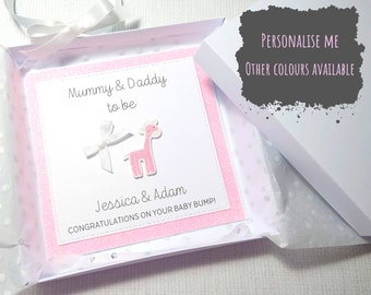 Personalised Handmade Mummy & Daddy to be Card, Boxed New Parents Card, Personalised Pregnancy Congratulation Card, Expectant Parents Card