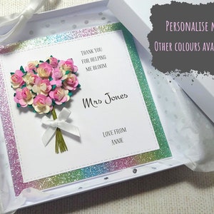 Cartão de agradecimento personalizado feito à mão em caixa para professor, cartão de luxo para professor, cartão de buquê de flores, cartão de fim de período, cartão de assistente de professor