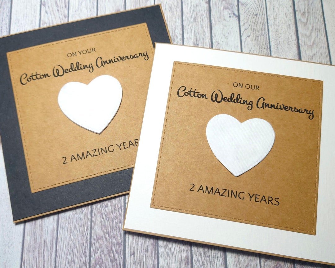 Handmade Cotton Anniversary Card, 2nd Anniversary Card, Cotton