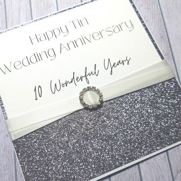 Personalised 10th Wedding Anniversary Card 10 Tin Wedding Greetings Etsy