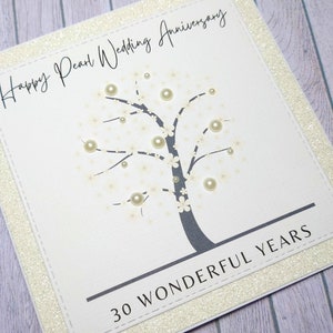 Handmade Pearl Anniversary Card, 30th Anniversary Card, Pearl Anniversary, Gift for 30 Years Together, Tree of Life Anniversary Card