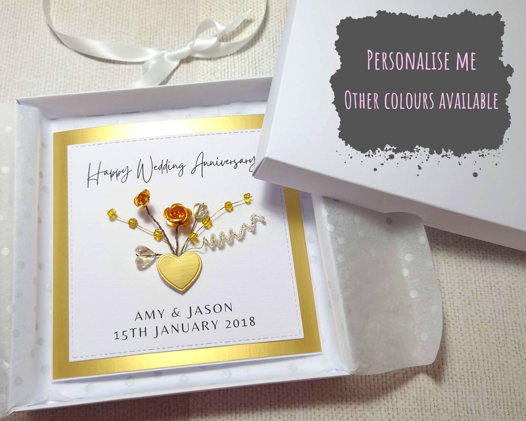Handmade Personalised Boxed Anniversary Card, Personalised Anniversary ...