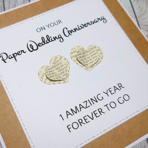 Handgemaakte papieren jubileumkaart, kaart 1e huwelijksverjaardag, papieren jubileum, cadeau voor 1 jaar samen, viering van jubileum