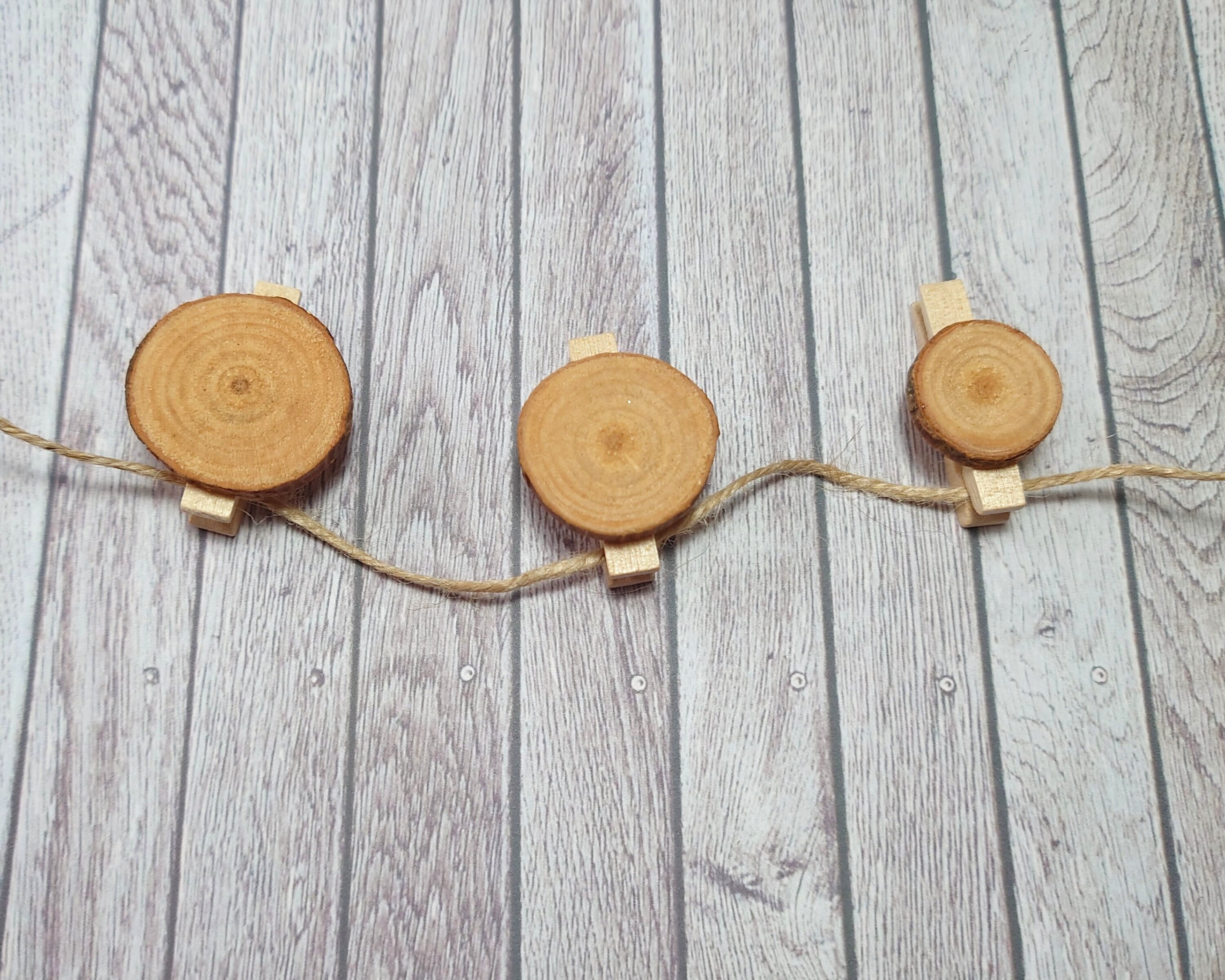 Peg Bunting With Wooden Slices Card Hanging Kit Wooden Photo Etsy UK