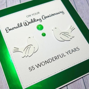 Handmade Emerald Anniversary Card, 55th Anniversary Card, Emerald Anniversary, Gift for 55 Years Together, Celebration of Anniversary