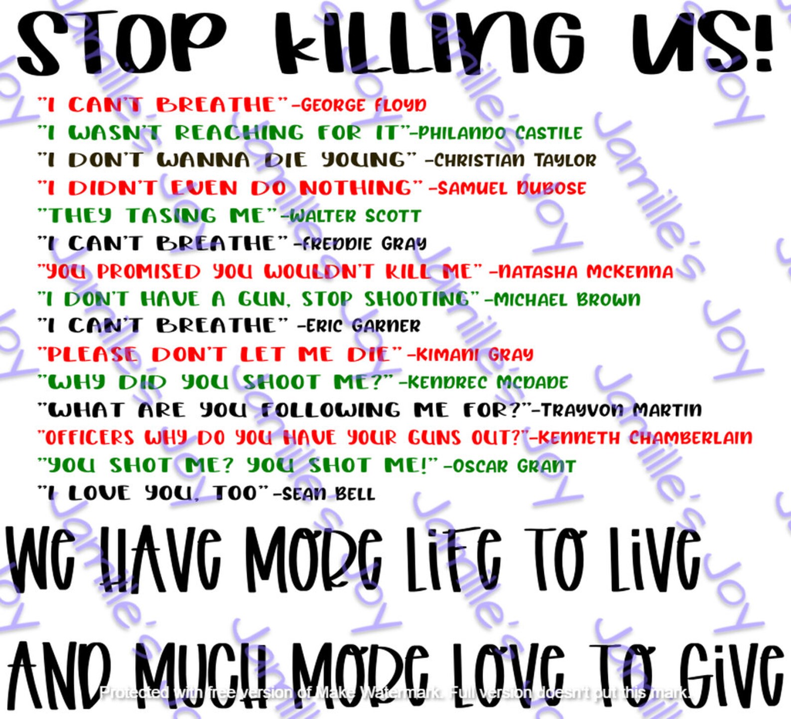 Last Words Of Police Brutality Victims SVG Final Words Black Etsy