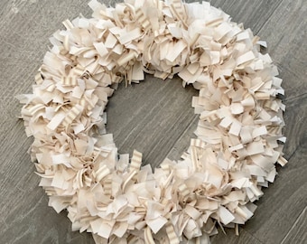 Muslin and cream rag wreath