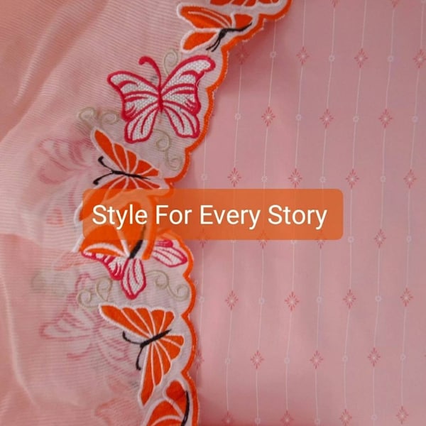 ATHARVA Printed Embroidery Salwar Kameez/Peach Print Cottton Shirt/Cotton Salwar/Embroi Kota Net Dupatta/Custom Stitch Unstitch/Gift/AFC1865