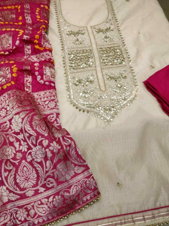 Bandhej Cotton Suit Set - Yellow – Naina Jain