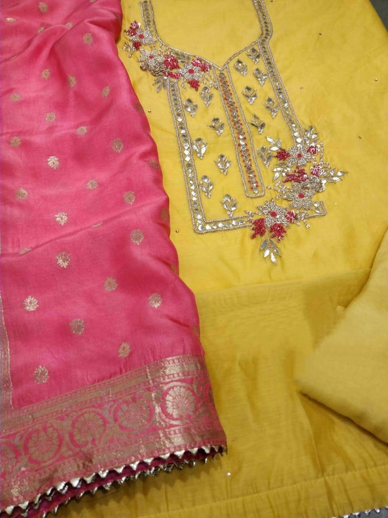 ATHARVA Hand Embroidered Salwar Kameez W/embroidery Neck Etsy