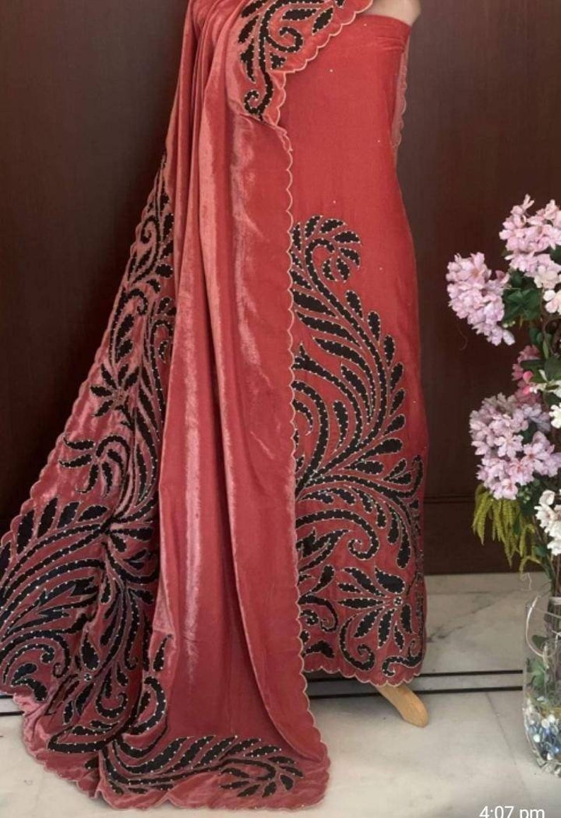 ATHARVA Hand Embroidery Salwar Kameez Velvet/reds Etsy