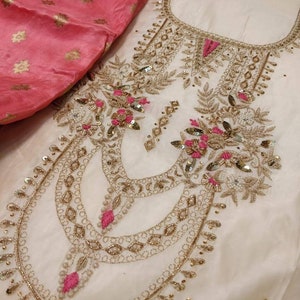 ATHARVA Salwar Kameez W/ Embroidered Neck in Cream off White/banarsi ...