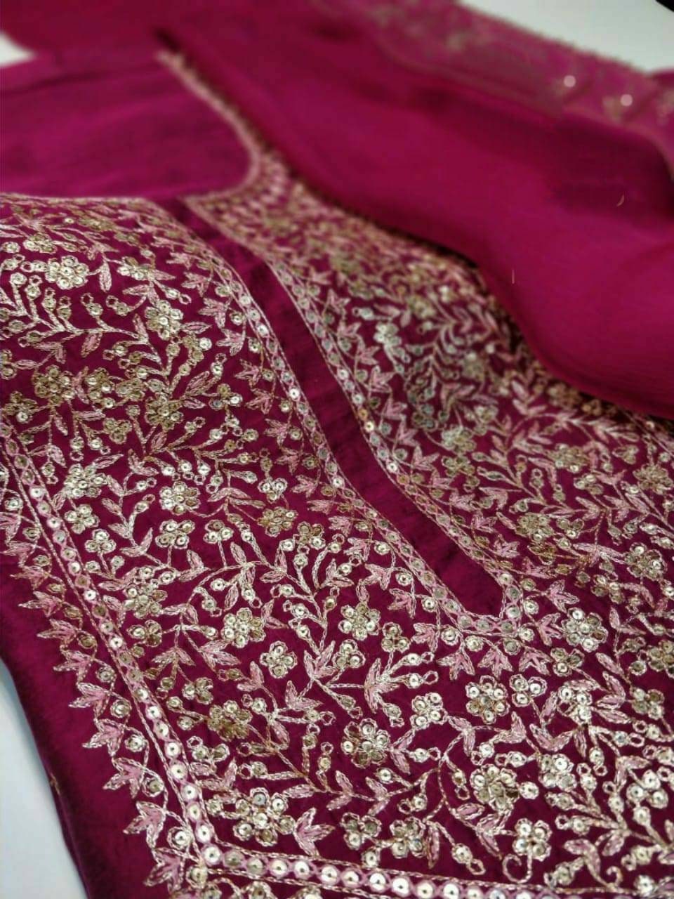 ATHARVA Salwar Kameez W/ Embroidered Neck in Maroon/banarsi | Etsy