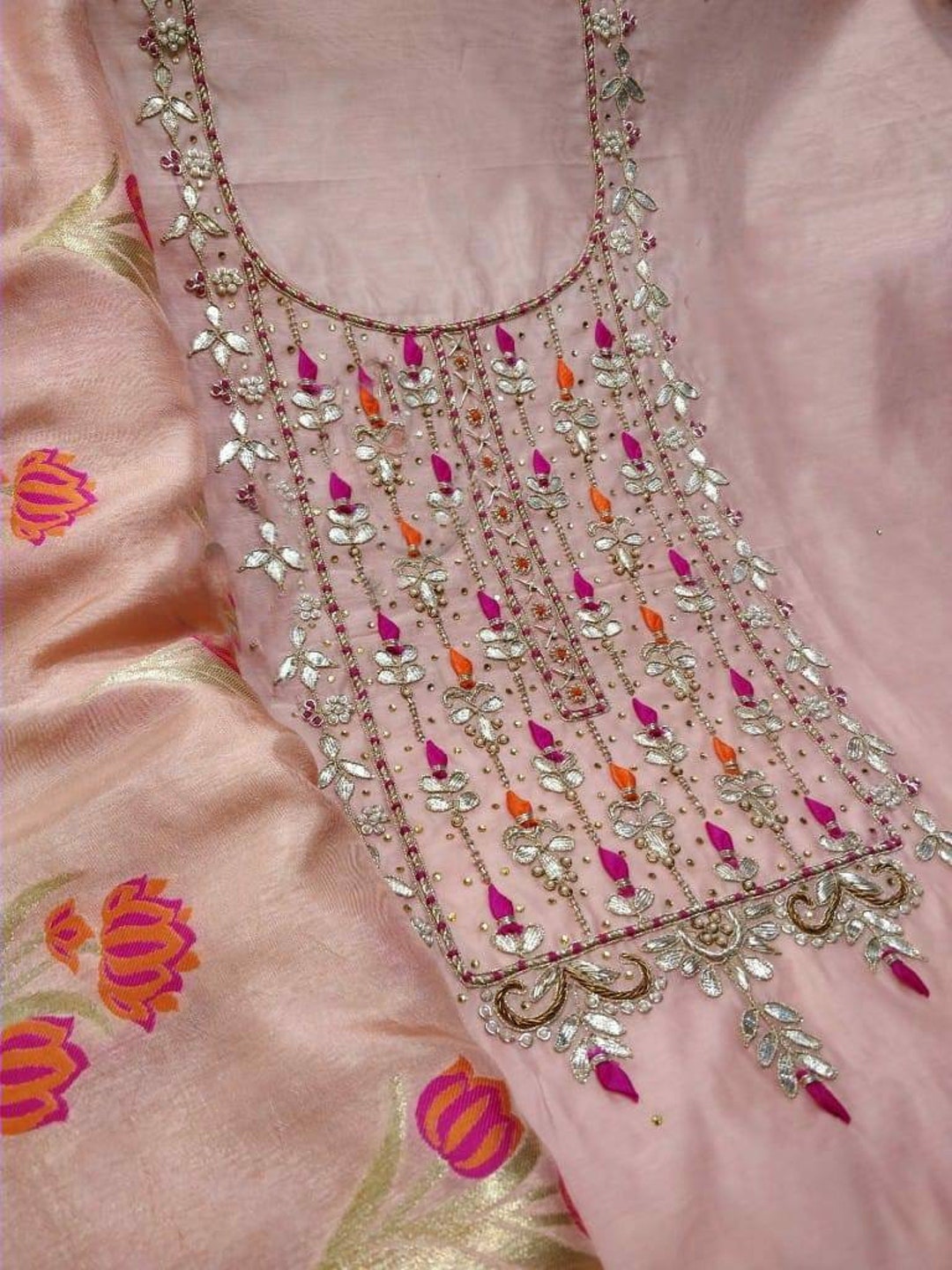 ATHARVA Hand Embroidery Salwar Kameez /embroidery Neck Pink/meenakari ...