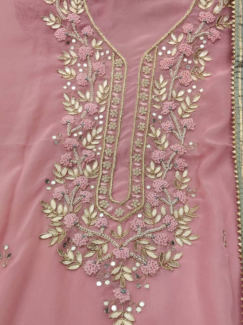 ATHARVA Hand Embroidery Salwar Kameez/pink Crepe Silk Etsy