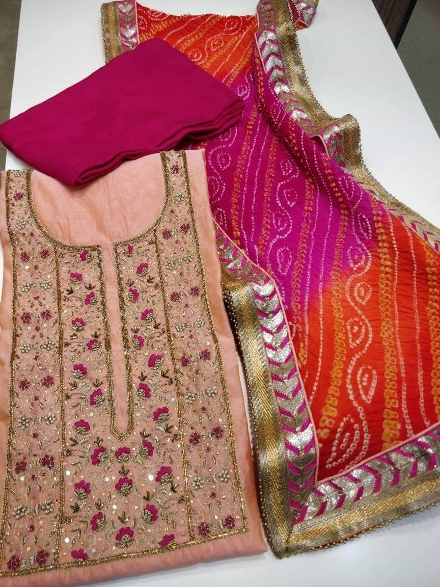 ATHARVA Hand Embroidered Salwar Kameez in Pink W/neck - Etsy UK