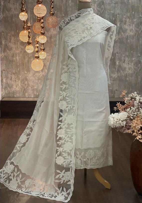 white christmas dresses Rayon Peach Cutwork Suit (Designer Neckline)