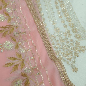 ATHARVA Hand Embroidered Salwar Kameez w/Cream(Off White) Chanderi Silk/Gota Patti Chiffon Dupatta/Custom Stitch/Patiala/Churridar/CH1546
