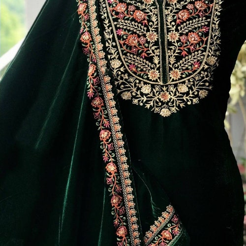 ATHARVA Hand Embroidery Salwar Kameez/velvet Embroidery - Etsy