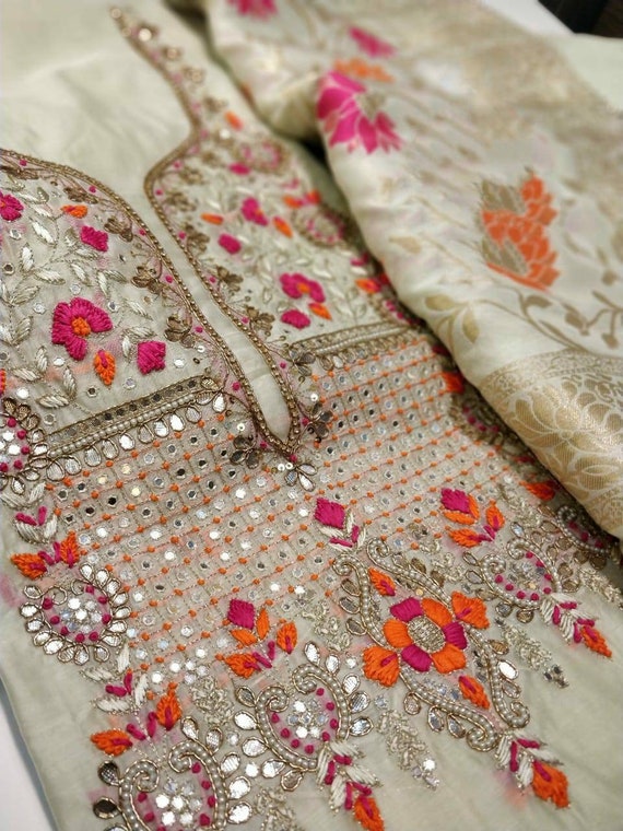 Pakistani hand embroidery designs salwar kameez sale