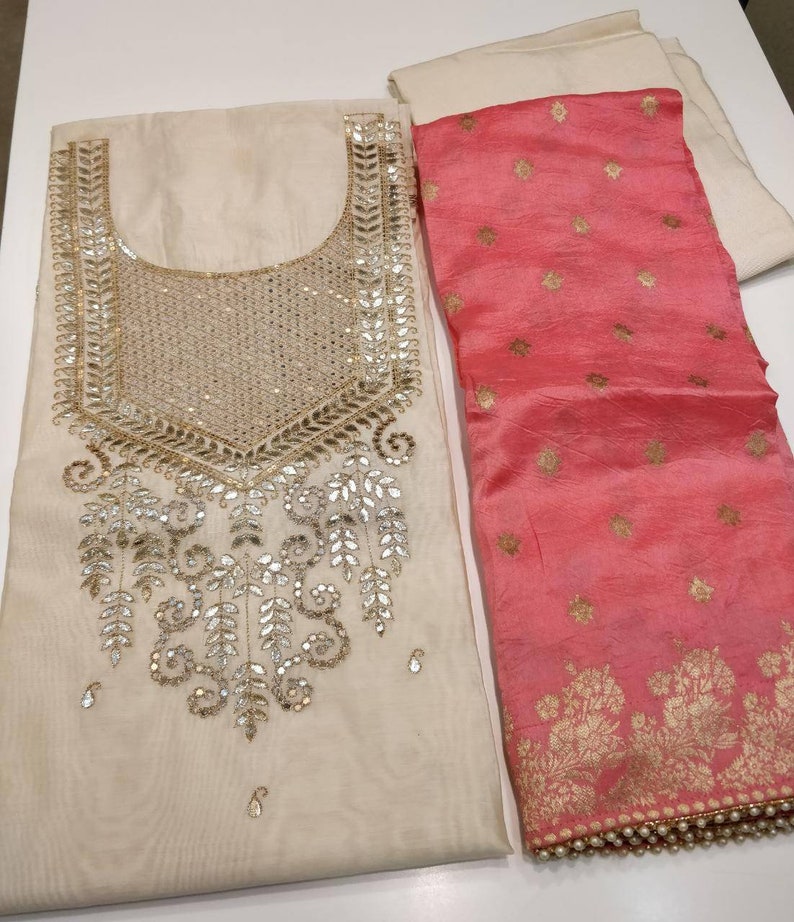 ATHARVA Hand EmbroideredIndian Salwar KameezBridal PunjabiCustomStitched UnstitchedBanarsi Silk DupattaZari,Dabka,Stone,cut,Thread